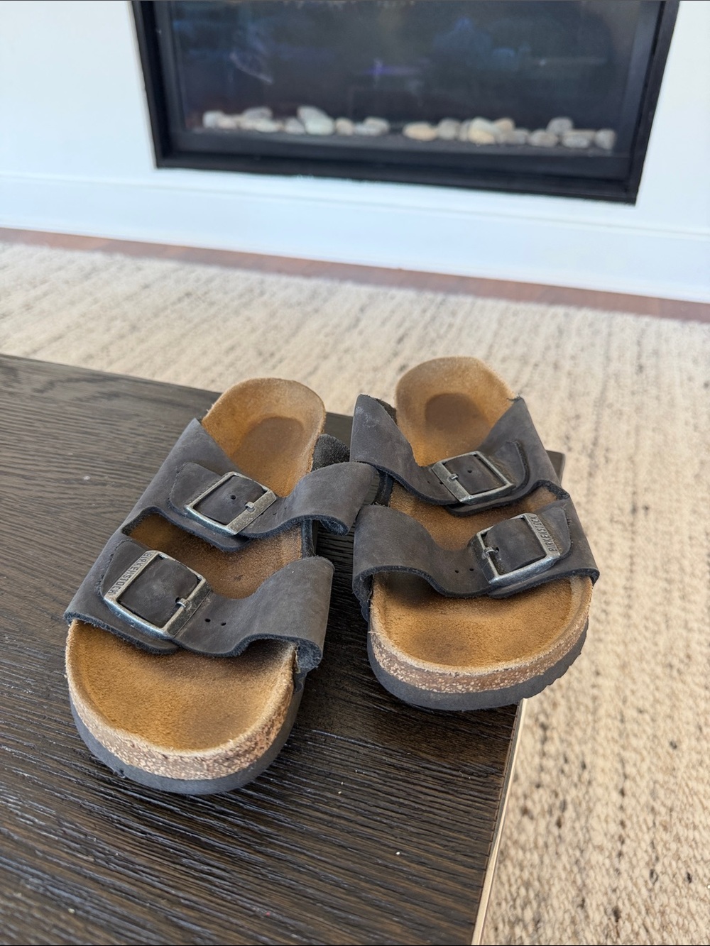 Birkenstock Kids Black Double Strap Sandals with Buckles